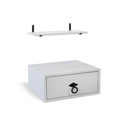 Ver imagem 1 de Mesa Lateral Suspensa Betânia em Madeira Cor Fendi + Prateleira