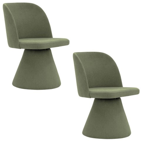 Kit 02 Cadeiras de Jantar Giratória Liz Linho Verde - Nexta Casa