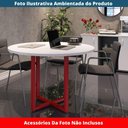 Ver imagem 2 de Mesa de Reunião Redonda P25 Pandin 110 Cm (largura) Tampo Mdp Branco Pé Aço Tubular Vermelho