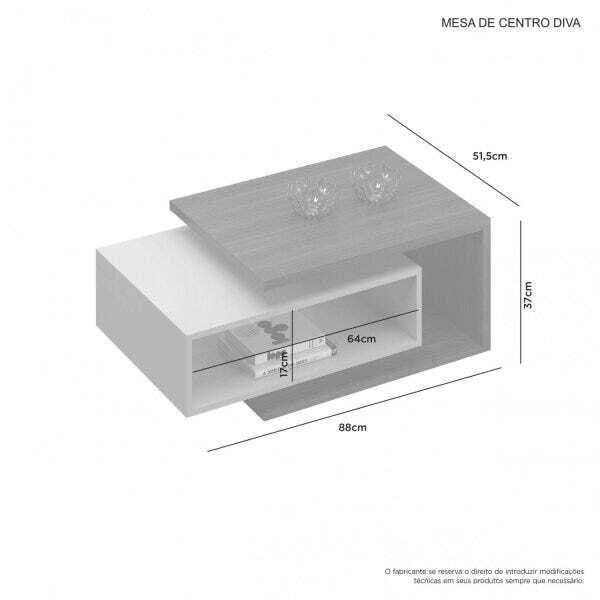 Mesa de Centro Diva JCM Movelaria Cacau/Off White - 3