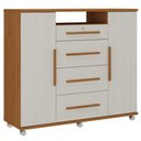 Ver imagem 1 de Comoda 4 Gavetas 2 Portas 1 Nicho com Rodizios Versa 135 cm Cinamomo Areia Zanz