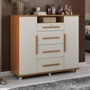 Ver imagem 6 de Comoda 4 Gavetas 2 Portas 1 Nicho com Rodizios Versa 135 cm Cinamomo Areia Zanz