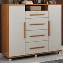 Ver imagem 2 de Comoda 4 Gavetas 2 Portas 1 Nicho com Rodizios Versa 135 cm Cinamomo Areia Zanz