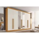 Ver imagem 1 de Guarda Roupa 6 Portas (2 C/ Espelho) e 4 Gavetas Alba Plus Peroba/off White - Europa