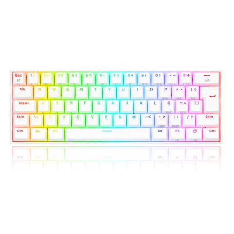 Teclado Mecânico Redragon Draconic Pro - Abnt2 - 60% - Switch Azul - Rgb - Branco - K530w-rgb-pro