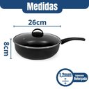 Ver imagem 3 de Frigideira Wok Antiaderente Ø26cm Tampa de Vidro - Cozillar