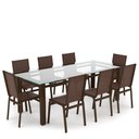 Ver imagem 1 de Sala Jantar Retangular 8 Lugares Alumínio Marrom Tela Marrom