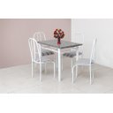 Ver imagem 2 de MESA DE JANTAR cozinha 1.00 metro com 4 CADEIRAS tampo GRANITO Madrid material AÇO BRANCA Ql. AÇo