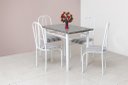 Ver imagem 2 de MESA DE JANTAR cozinha 1.00 metro com 4 CADEIRAS tampo GRANITO Madrid material AÇO BRANCA Ql. AÇo