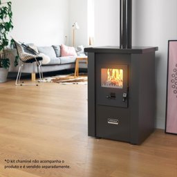 CALEFATOR A LENHA VULCANO DUPLA COMBUSTAO PRETO FOSCO - 4