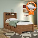 Ver imagem 2 de Cama Solteiro Tomada e Nichos na Cabeceira Invicta c/ Colchão 2 Gavetas Jatoba Santos Andirá Ortobom