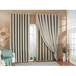 Cortina Gaze De Linho Forro Blackout 4,00x2,50 Sala E Quarto Avelã/Bege - 2