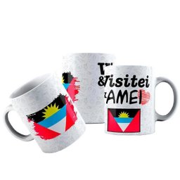 Caneca Cerâmica Bandeira Antígua Barbuda Visitei Amei Viagem - 1