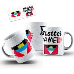 Caneca Cerâmica Bandeira Antígua Barbuda Visitei Amei Viagem - 2