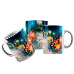 Caneca Cerâmica Gatinho Cachorro Ursinho E Rena Trenó Natal - 1