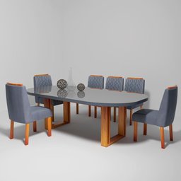 Sala de Jantar 196x90 MDF/Vidro 6 Cadeiras Karen Bom Pastor - 2