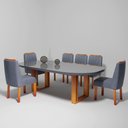 Ver imagem 2 de Sala de Jantar 196x90 Mdf/vidro 6 Cadeiras Karen Bom Pastor