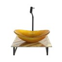 Ver imagem 1 de Gabinete de Vidro com Cuba Oval com Tampo de Vidro 40cm X 40cm Mármore Marfim