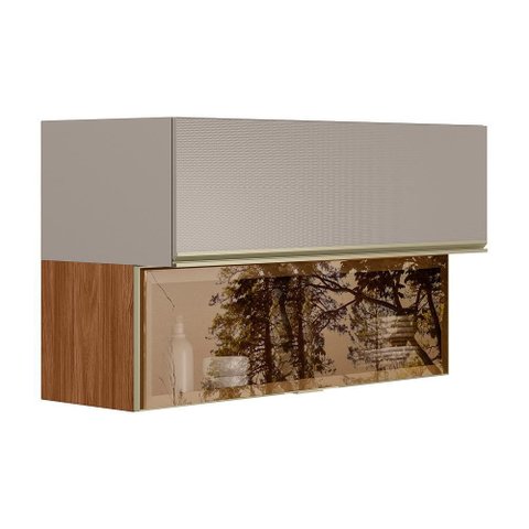 Armário Aéreo Proença D9212rf 120 Cm 2 Portas 1 Porta Reflecta Nogueira Nude Prime Tx - Demartêz