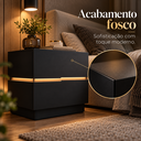 Ver imagem 6 de Kit 2 Mesas de Cabeceira com LED Preto 45cm 2 Gavetas Moderna 100% MDF Alto Padrão Linha Alta Lumiar