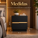 Ver imagem 5 de Kit 2 Mesas de Cabeceira com LED Preto 45cm 2 Gavetas Moderna 100% MDF Alto Padrão Linha Alta Lumiar
