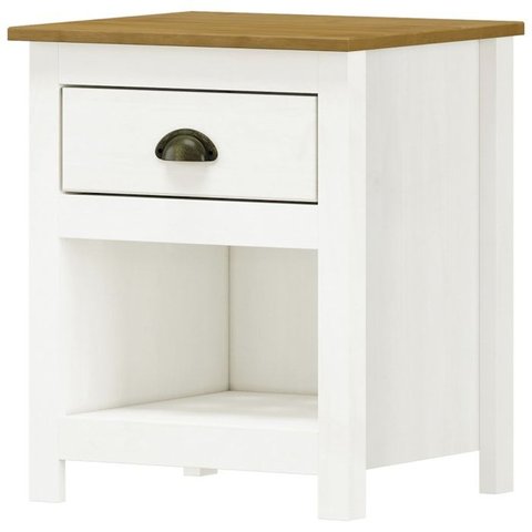 Mesa de Cabeceira 1 Gav Madeira Maciça 46 Cm 9100 Branco Freijo Milani Store