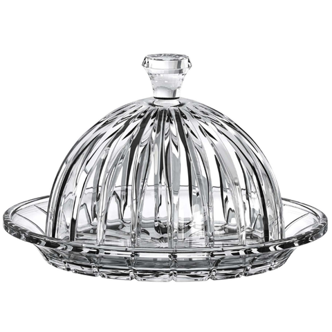 Queijeira de Vidro com Tampa Glasgow em Cristal Ecológico Porta Queijo Mesa Posta 20x13cm - Transpar