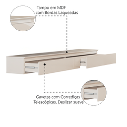 Penteadeira Suspensa 2 Gavetas Aspen Off White Edn - 4