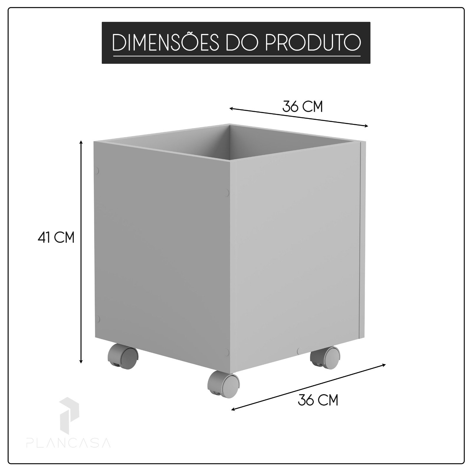 Caixa Baú Organizadora de Brinquedos Cinza Mdf com Rodizio Cinza Cristal Tx - 4