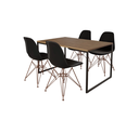 Ver imagem 2 de Mesa Industrial Base Ferro Preto Tampo 137x90 Amendoa 4 Cadeiras Eames Ferro Cobre Assento Preto