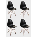 Ver imagem 3 de Mesa Industrial Base Ferro Preto Tampo 137x90 Amendoa 4 Cadeiras Eames Ferro Cobre Assento Preto