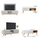 Ver imagem 2 de Kit Sala de Estar com Rack Tv Ripado com Mesa de Centro Off White Freijó Colibri