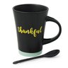 Caneca Preto fosco Thankful com Colher base Azul 310ml - 3