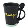 Caneca Preto fosco Thankful com Colher base Azul 310ml - 1