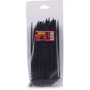 Abraçadeira Nylon Preta 4,8x200m.