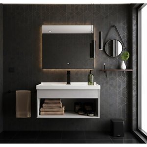 Gabinete Armário para Banheiro 60cm Mdf com Cuba - Livorno Lineo