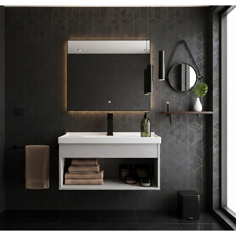 Gabinete Armário para Banheiro 60cm Mdf com Cuba - Livorno Lineo