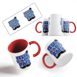 Caneca Vermelha Feliz Dia Dos Pais Avô Bigode Chapéu Antigo - 2