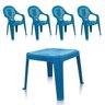 Conjunto de Mesa e 4 Cadeiras Decoradas Infantil Teddy Azul - 1