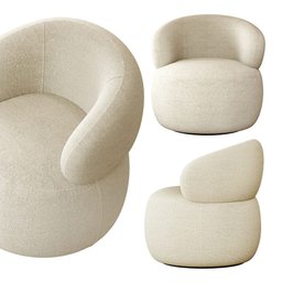Poltrona Orgânica Atemporal Base Giratória Eloah Bouclé Italiano Bege - 2
