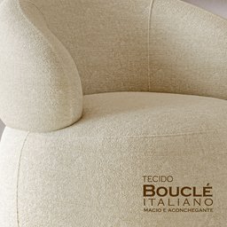 Poltrona Orgânica Atemporal Base Giratória Eloah Bouclé Italiano Bege - 6