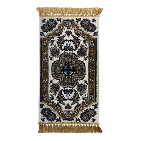 Tapete Persa Royal Creme 50x85cm Fio Acetinado - Ideal para Quarto e Sala