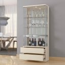 Ver imagem 5 de Cristaleira 2 Portas de Vidro 2 Gavetas e 3 Prateleiras de Vidro Diamante - Off White