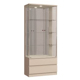 Cristaleira 2 Portas de Vidro 2 Gavetas e 3 Prateleiras de Vidro Diamante - Off White - 8