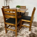 Ver imagem 2 de Conjunto Fixo 70x70 Mesa com 4 Cadeiras Estofadas Cor:mel