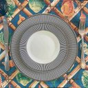 Ver imagem 2 de Kit 6 Serviços Americanos Jacquard Conchas fundo Azul Forte - 35x45cm