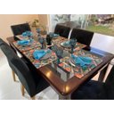 Ver imagem 4 de Kit 6 Serviços Americanos Jacquard Conchas fundo Azul Forte - 35x45cm