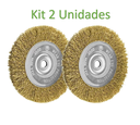 Ver imagem 1 de Kit 2 Unidades Escova Aço Carbono Circular, Ondulado 100mm Diâmetro e Furo 22,2mm