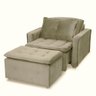 Poltrona Cama Retrátil Reclinável Com Puff Suede Bege Descanso - Larbelle - 2