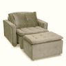 Poltrona Cama Retrátil Reclinável Com Puff Suede Bege Descanso - Larbelle - 1